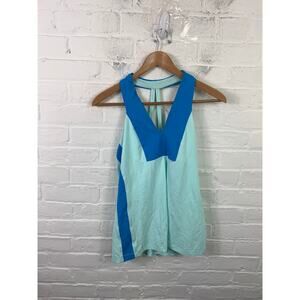 Lululemon Women's Open Soul Halter Tank Top Open Back V Neck Blue Size Small